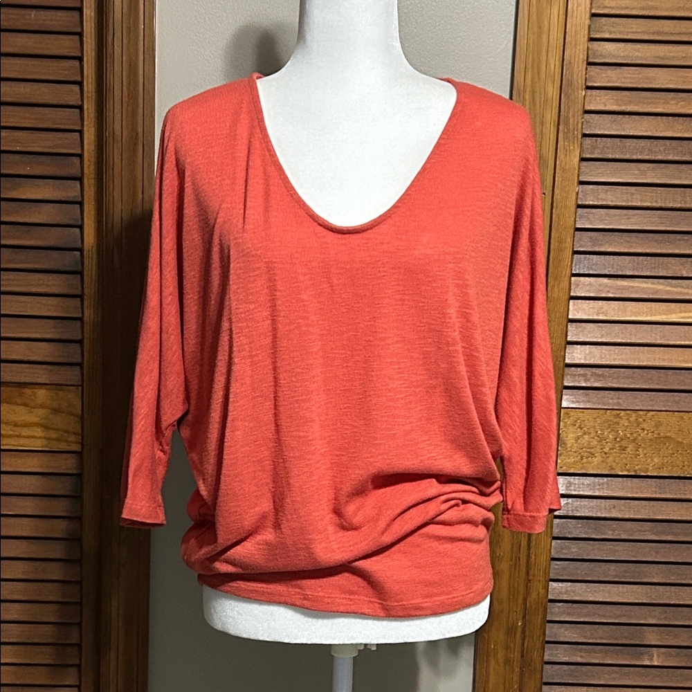 Laila Jayde Vibrant Coral Dolman Sleeve Tee